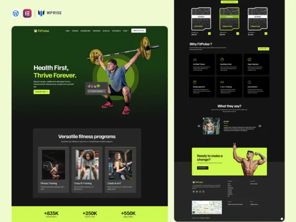 FitPulse - Health & Fitness Elementor Template