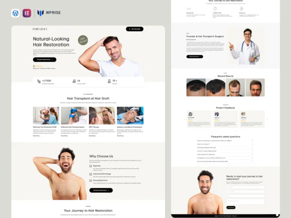 HairGraft - Hair Transplant Landing Page Template