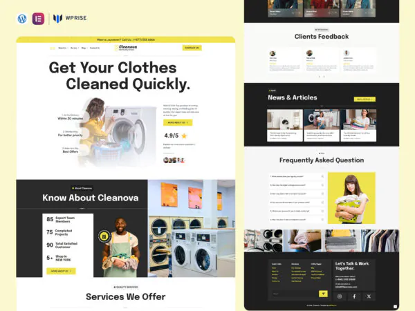 Cleanova - Laundry Service Elementor Template