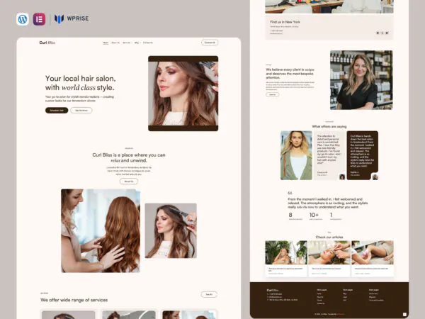 CurlBliss - Hair Salon & Beauty Care Elementor Template