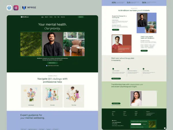 MindBloom - Mental Health Therapist Elementor Template
