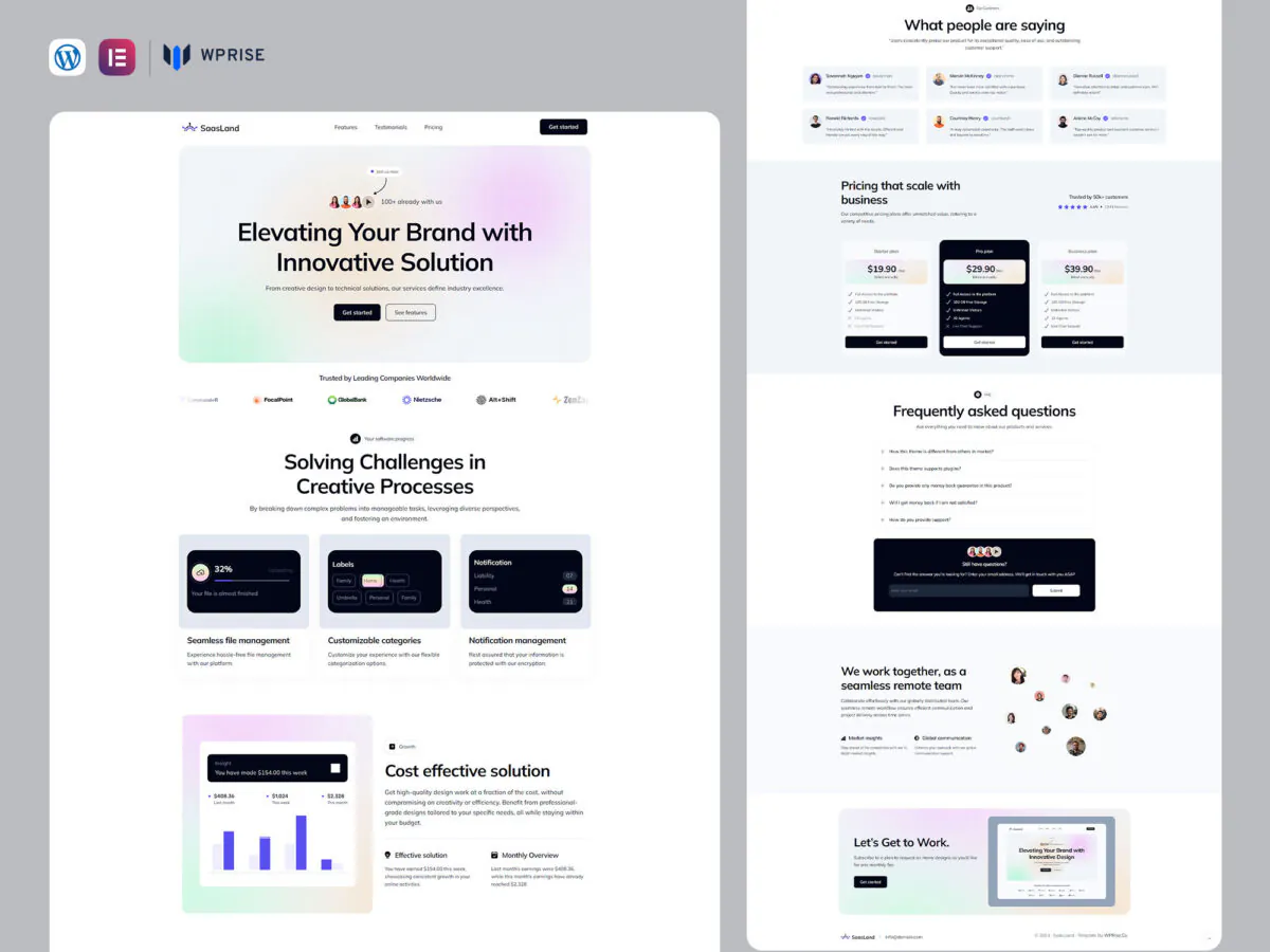 SaasLand - SaaS Landing Page Elementor Template