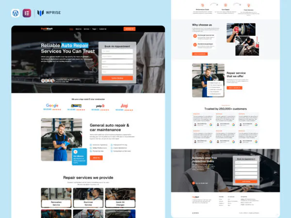 SwiftWash - Car Wash & Car Repair Elementor Template