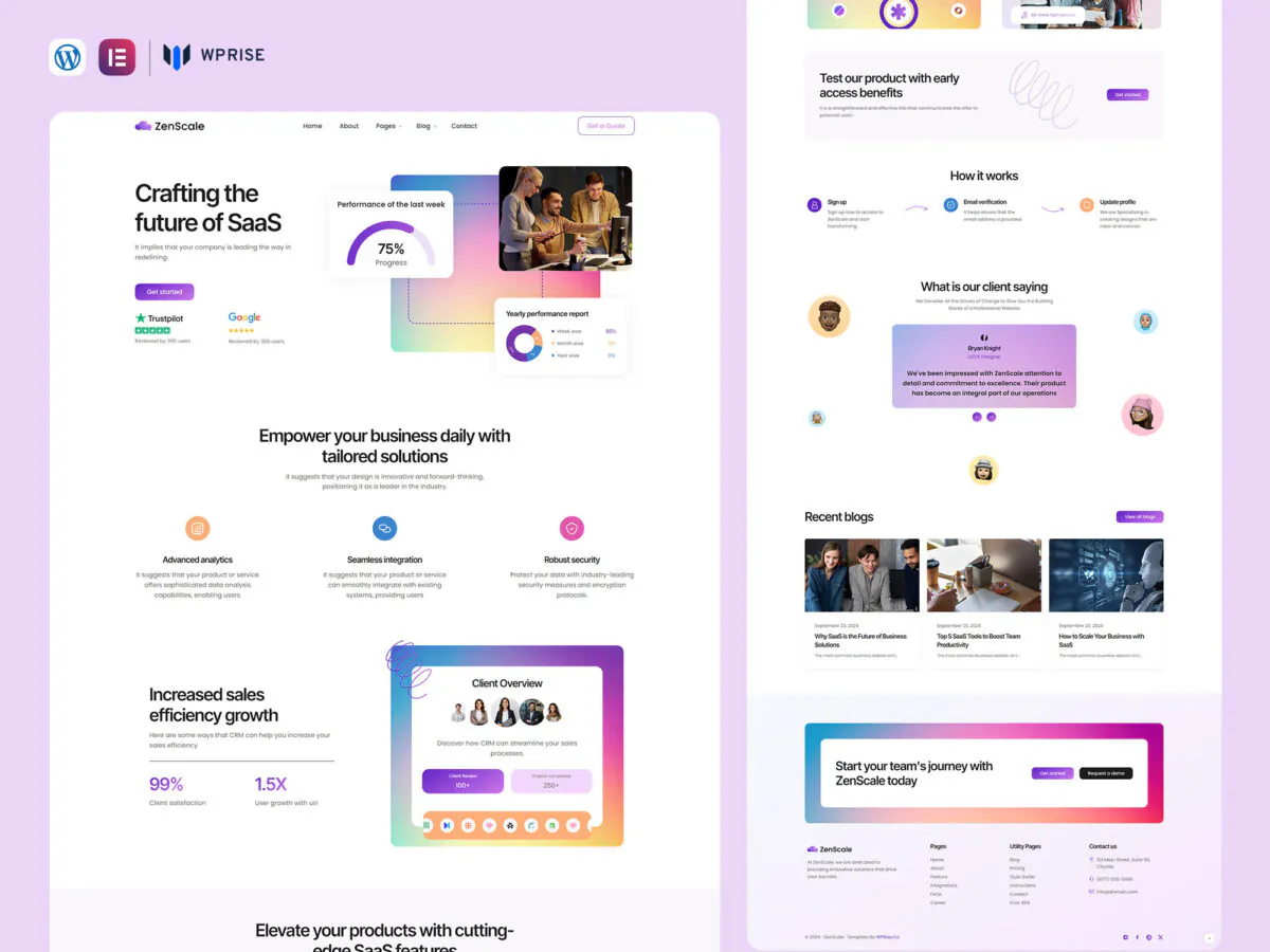 ZenScale - SaaS & Startup Website Elementor Template
