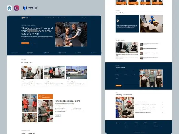 ShipEase - Logistic & Transportation Delivery Elementor Template