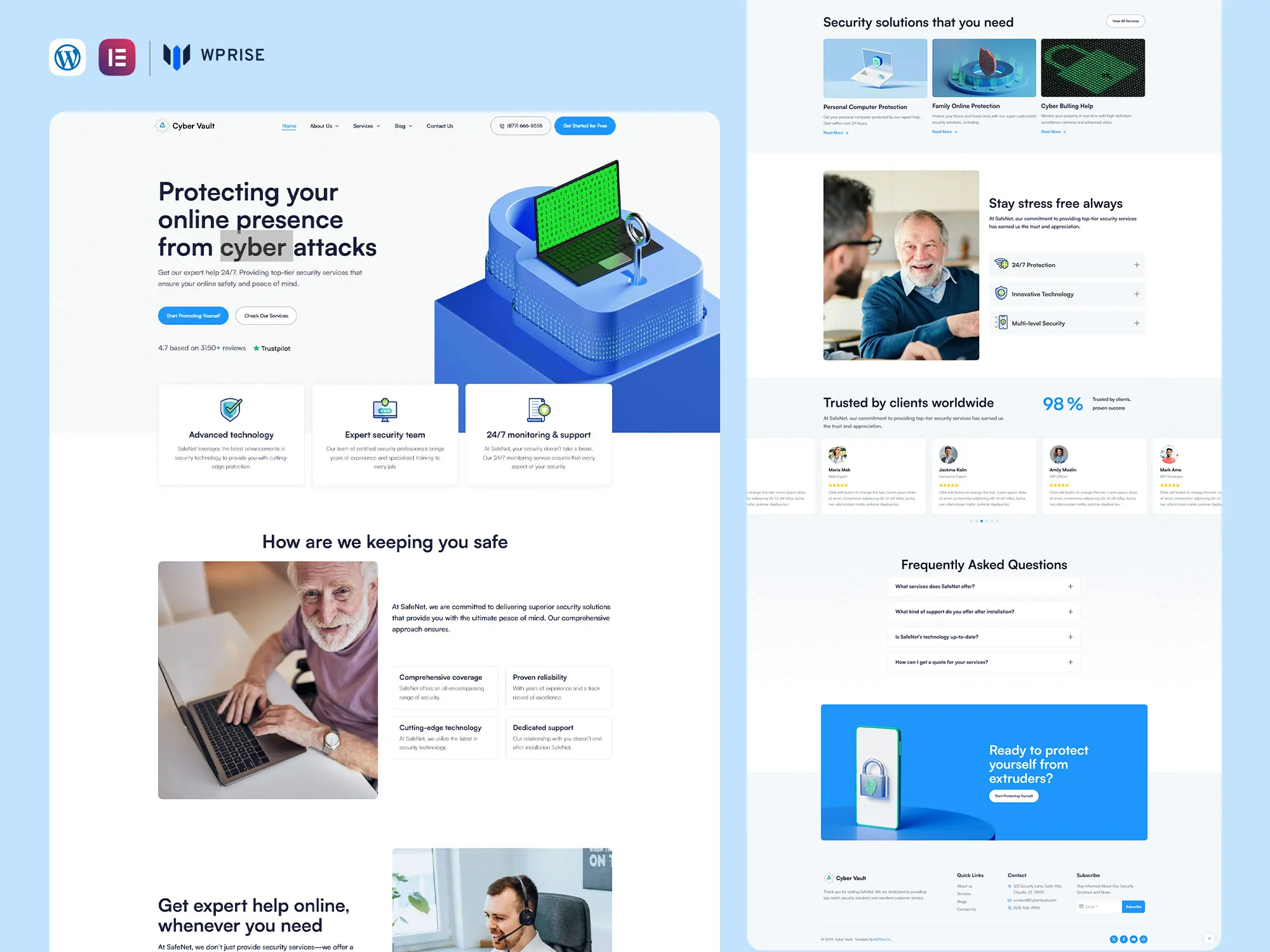 CyberVault - Cyber Security Services Elementor Template
