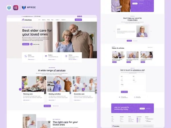 ElderMate - Elderly & Senior Care Elementor Template