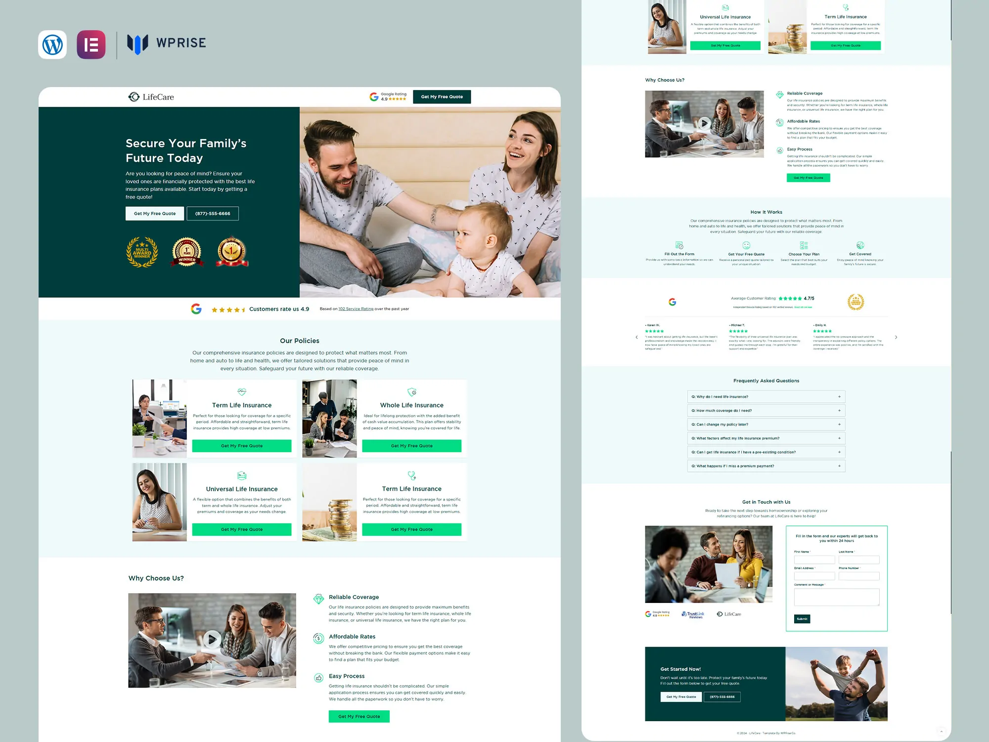 LifeCare - Life Insurance Landing Page for Lead Generation