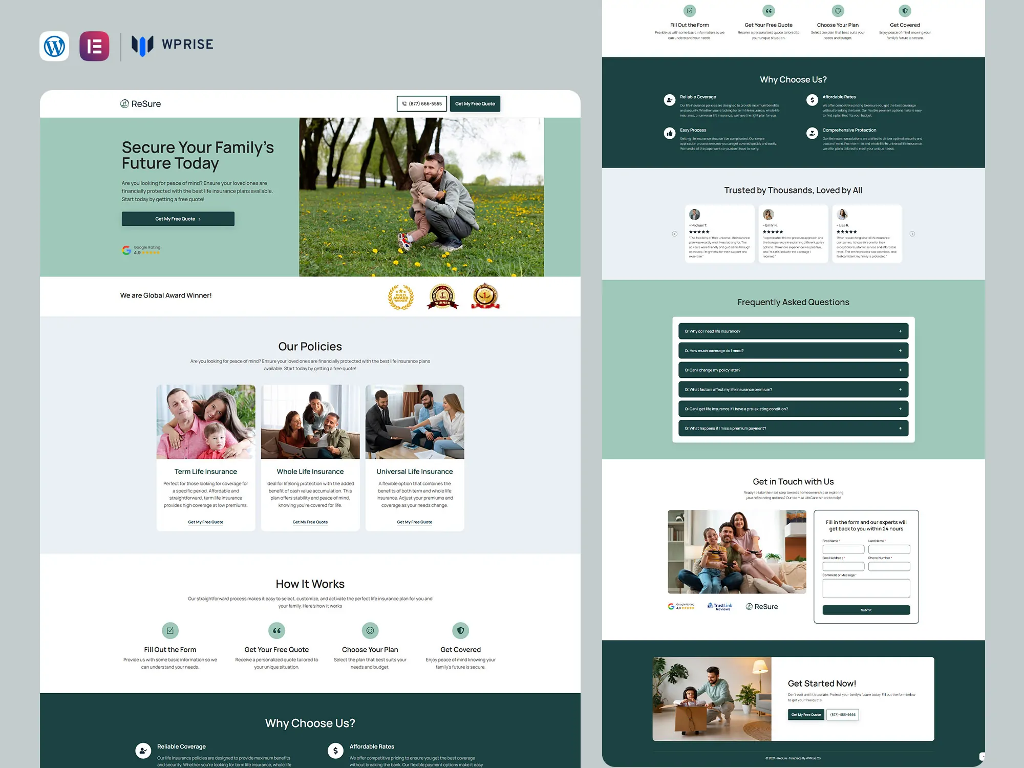ReSure - Life Insurance Landing Page for Lead Generation