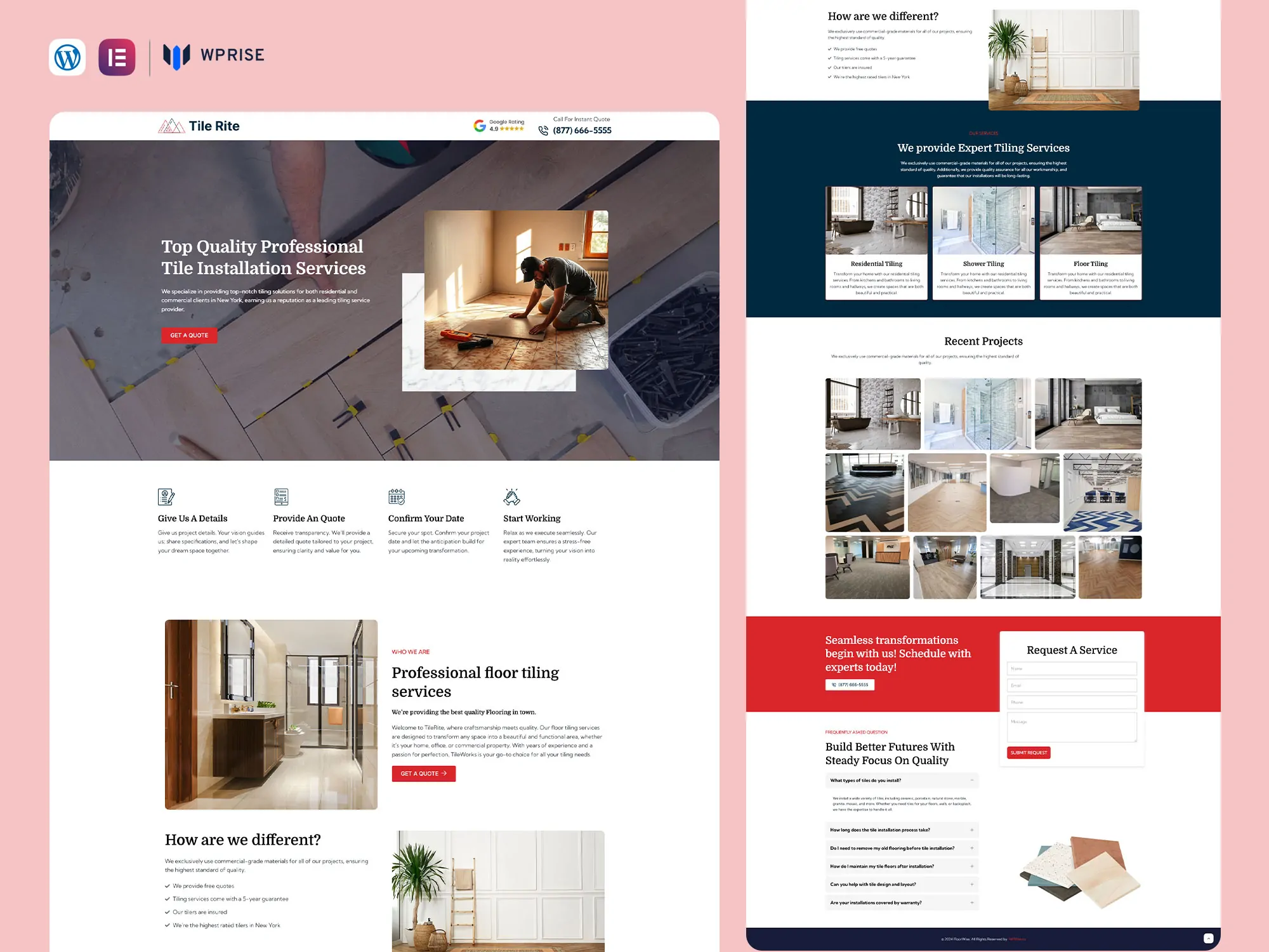 TileRite - Floor Tiles Installer Landing Page for Lead Generation
