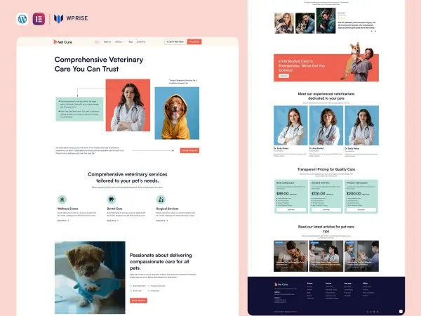 VetCure - Pet Care Services Elementor Template