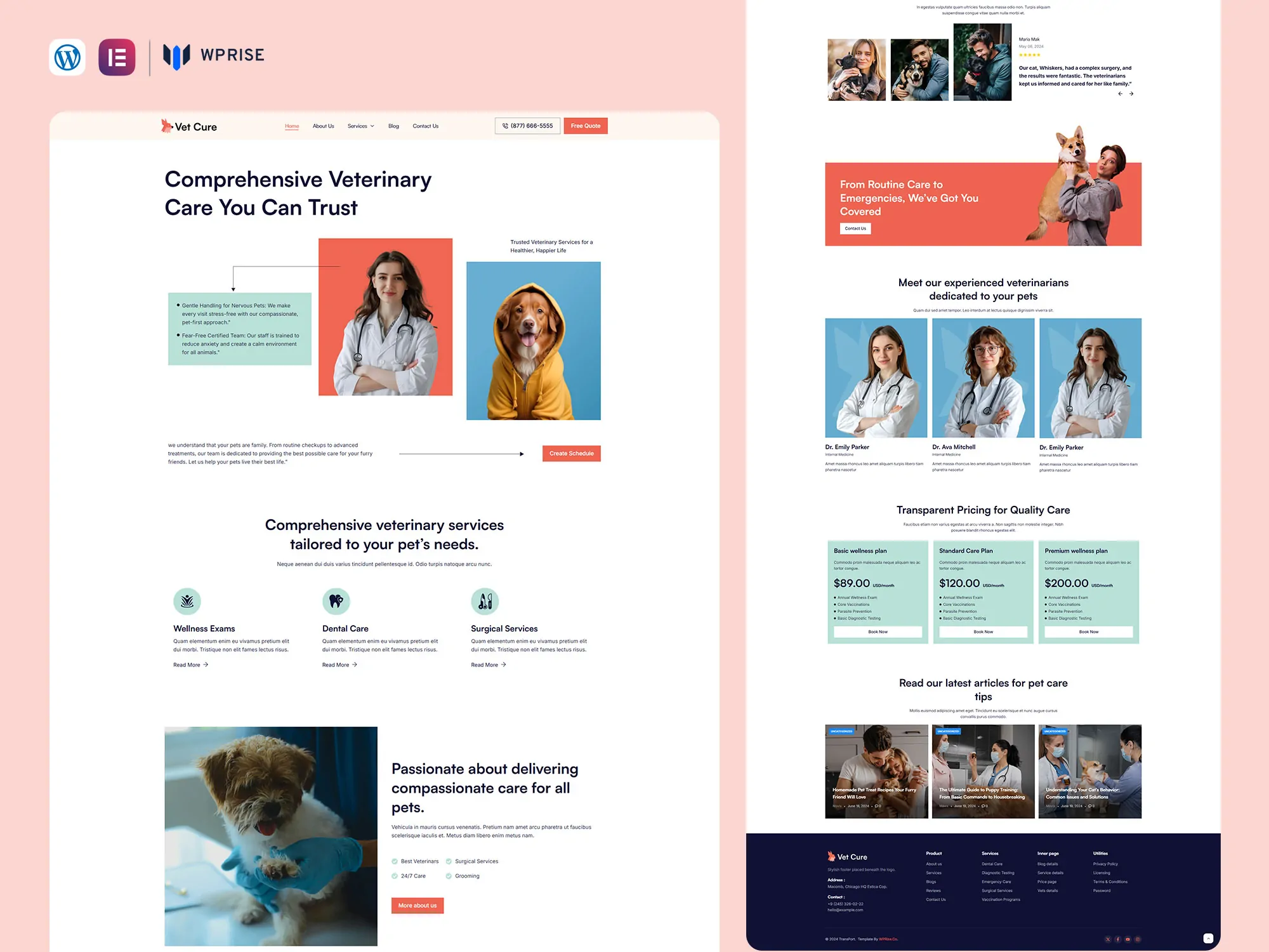 VetCure - Pet Care Services Elementor Template