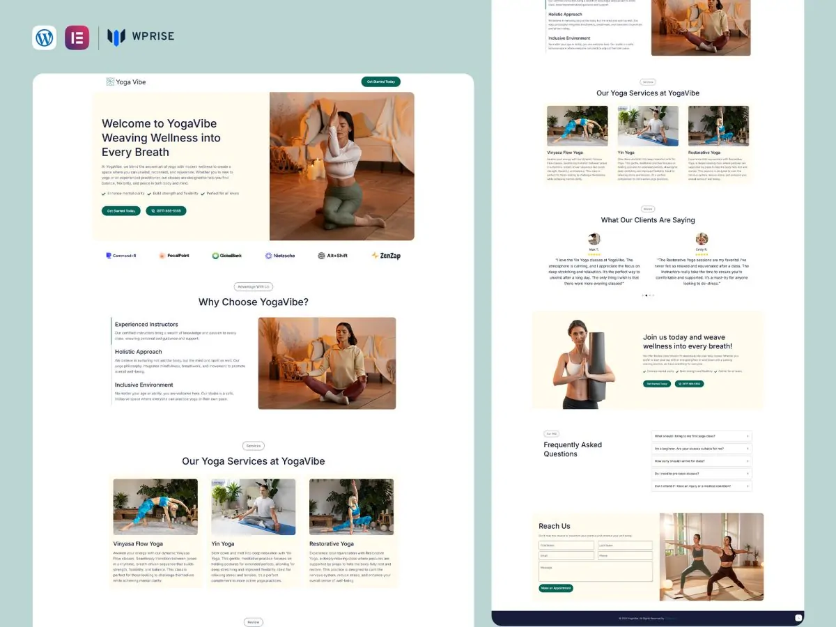 YogaVibe - Yoga Wellness Services Lead Generation Landing Page