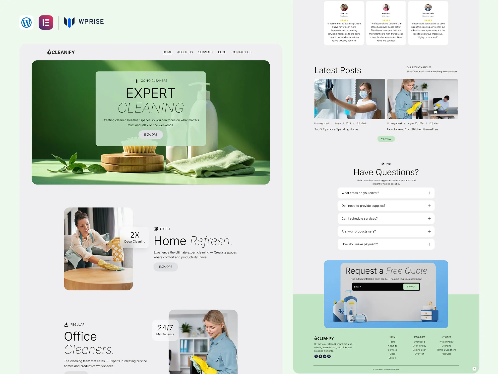 Cleanify - Cleaning Service Website Elementor Template