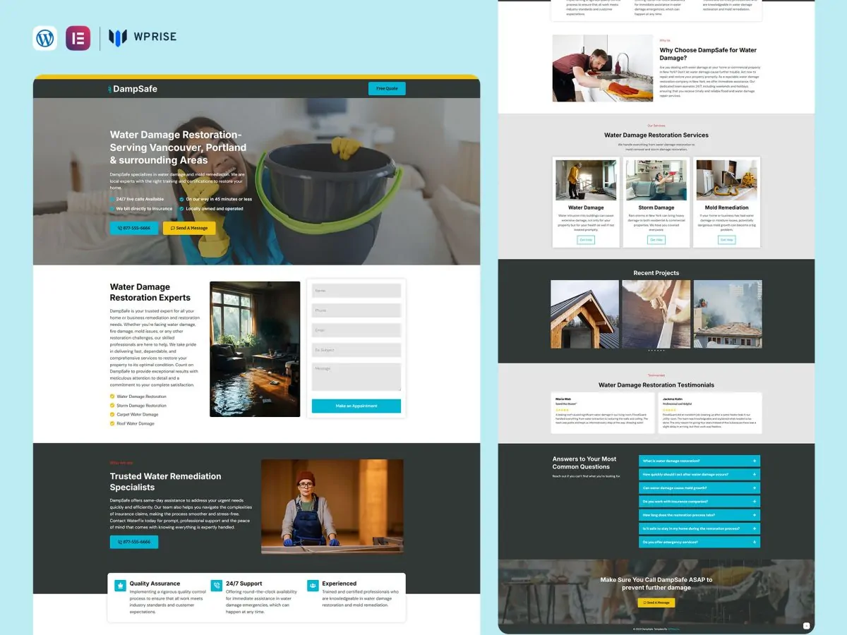 DampSafe - Water Damage Restoration Landing Page for Lead Generation