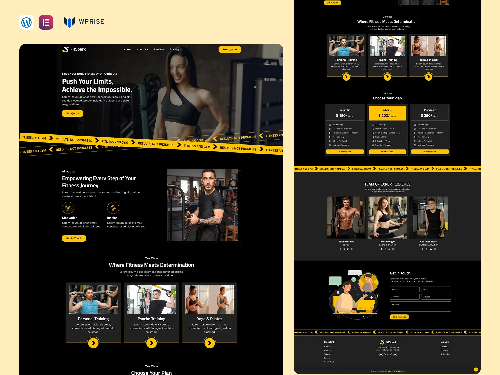 FitSpark - Gym & Fitness Center Elementor Landing Page