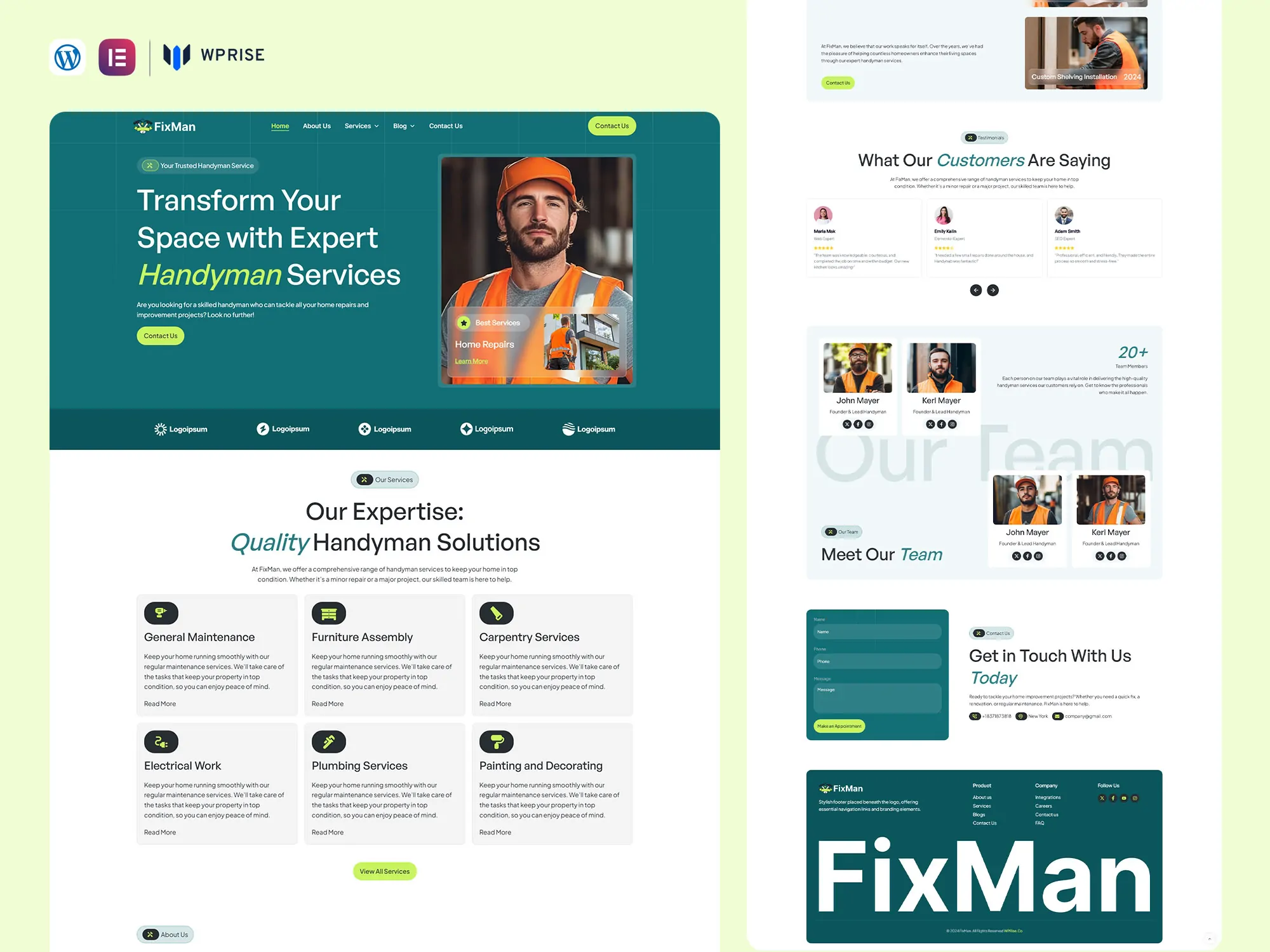 FixMan - Handyman Service Elementor Template