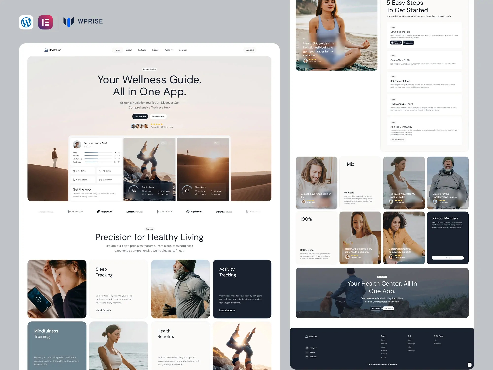 HealthGrid - SaaS & Startup Website Elementor Template