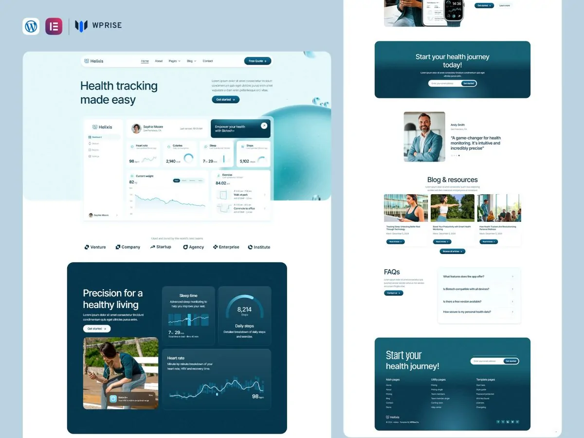 Helixis - Health tracking software website template