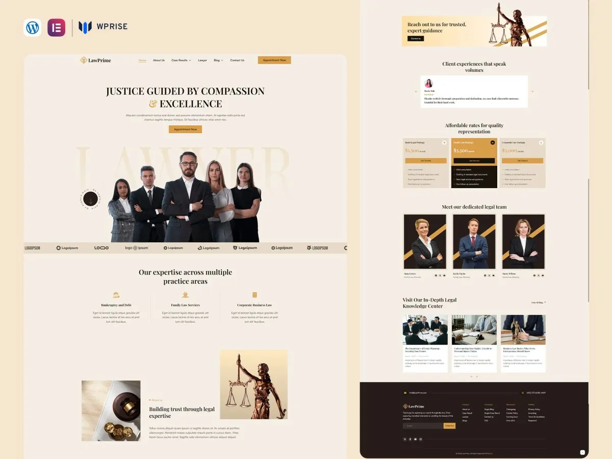 LawPrime - Lawyer and Attorney Elementor Template