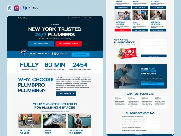 PlumbPro - Plumbing Lead Generation Landing Page