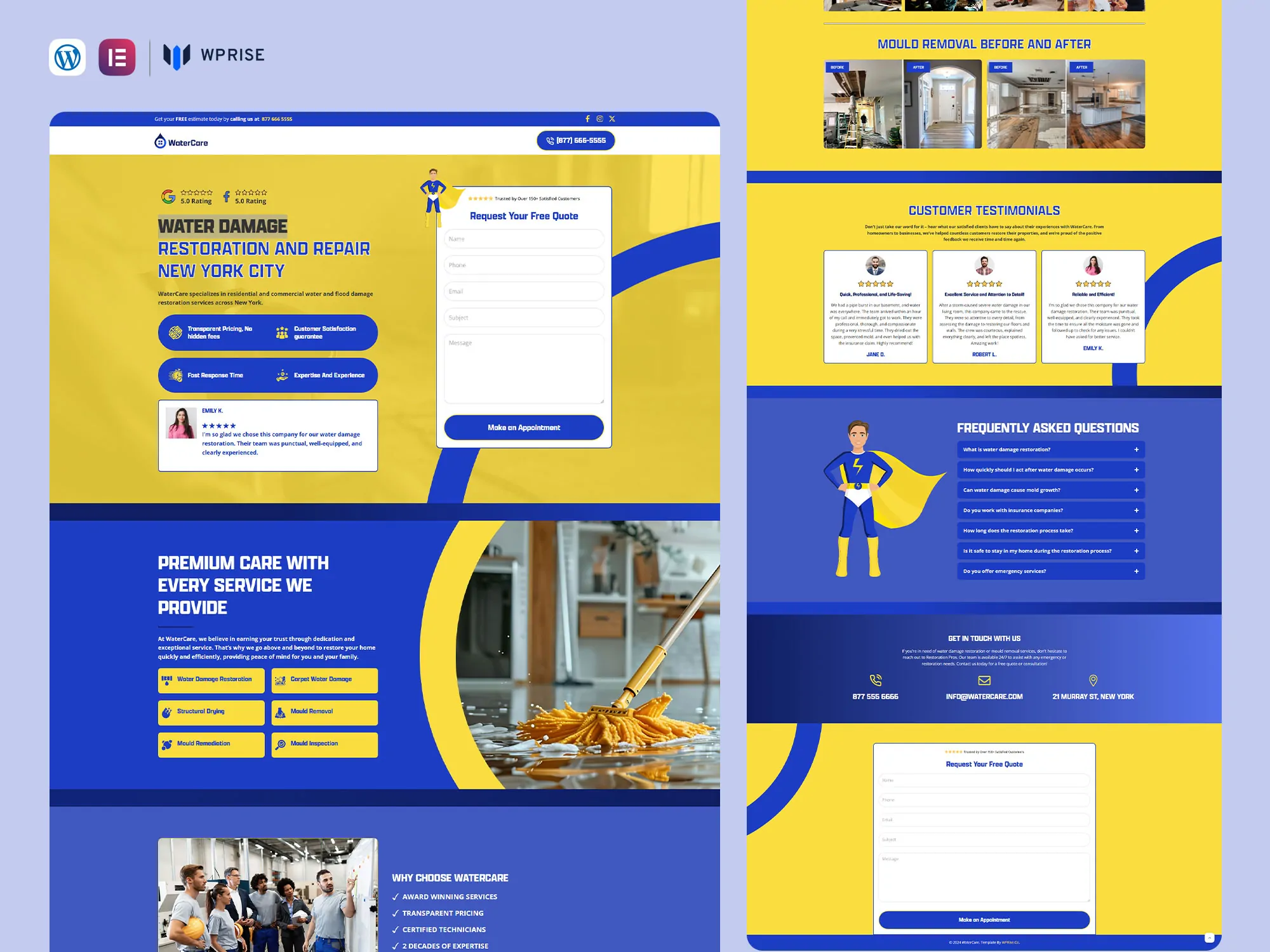 WaterCare - Water Damage Restoration Landing Page for Lead Generation