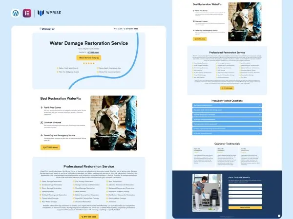 WaterFix - Water Damage Restoration Landing Page for Lead Generation
