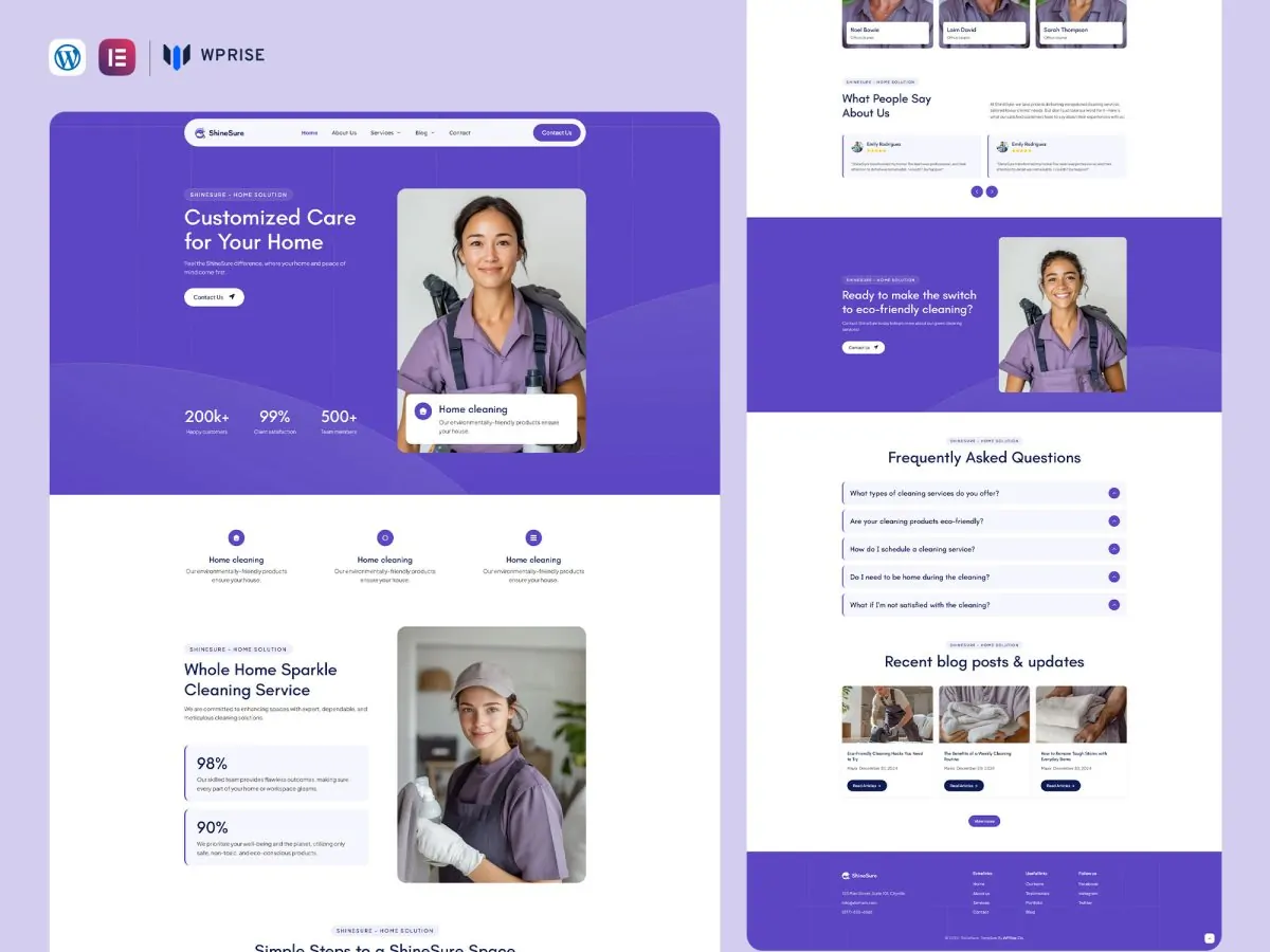 ShineSure - Cleaning Service Website Elementor Template