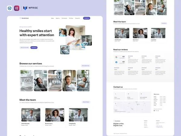 SmileCare - Dentist & Dental Clinic Elementor Template