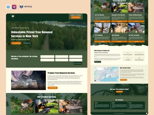 TreeAce - Tree Removal Landing Page for Lead Generation