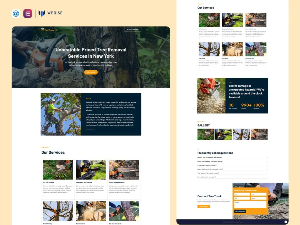 TreeTrunk - Tree Removal Landing Page for Lead Generation