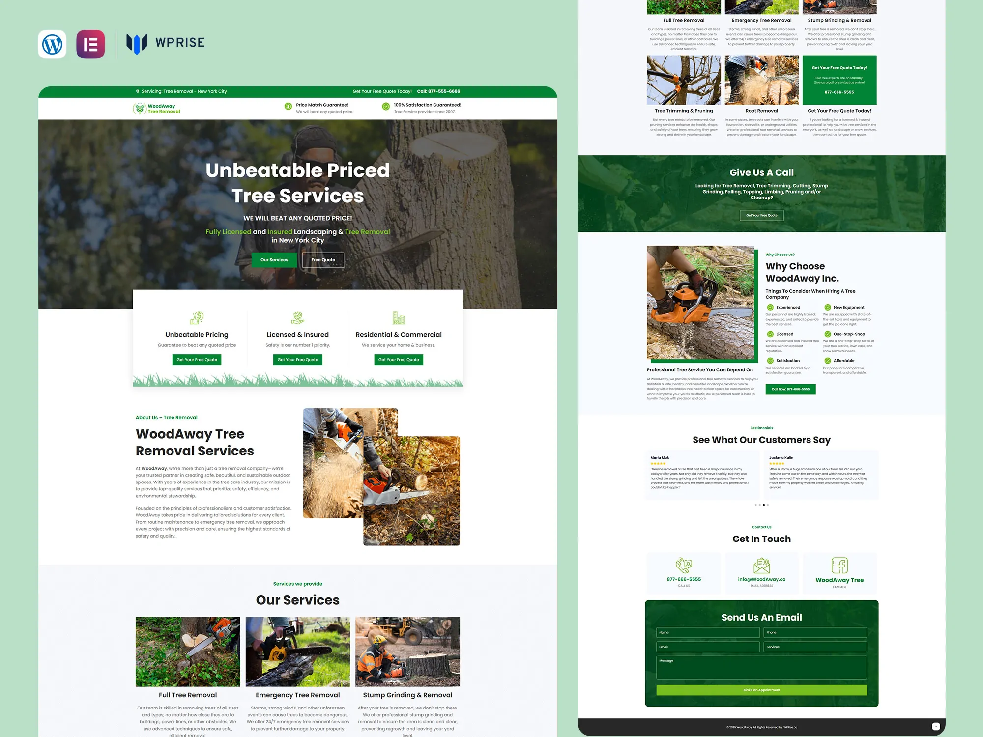 WoodAway - Tree Removal Landing Page for Lead Generation