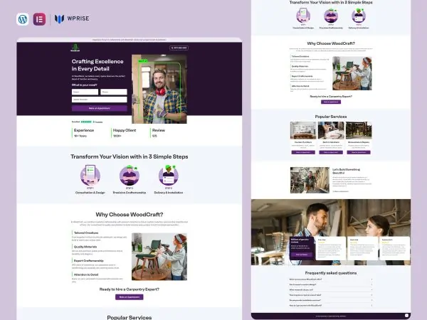 WoodCraft - Carpentry Lead Generation Landing Page