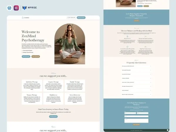 ZenMind - Psychotherapist Lead Generation Landing Page