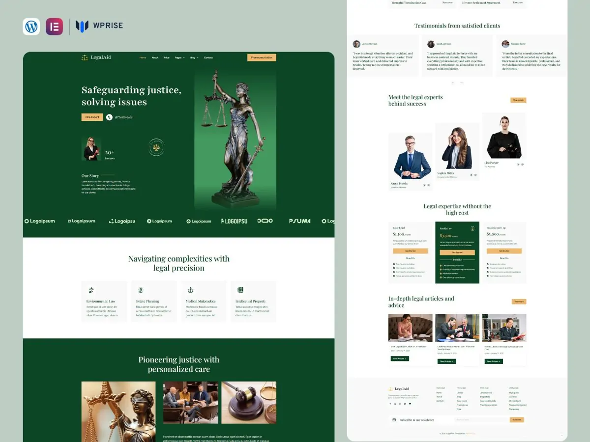 LegalAid - Lawyer and Attorney Elementor Template