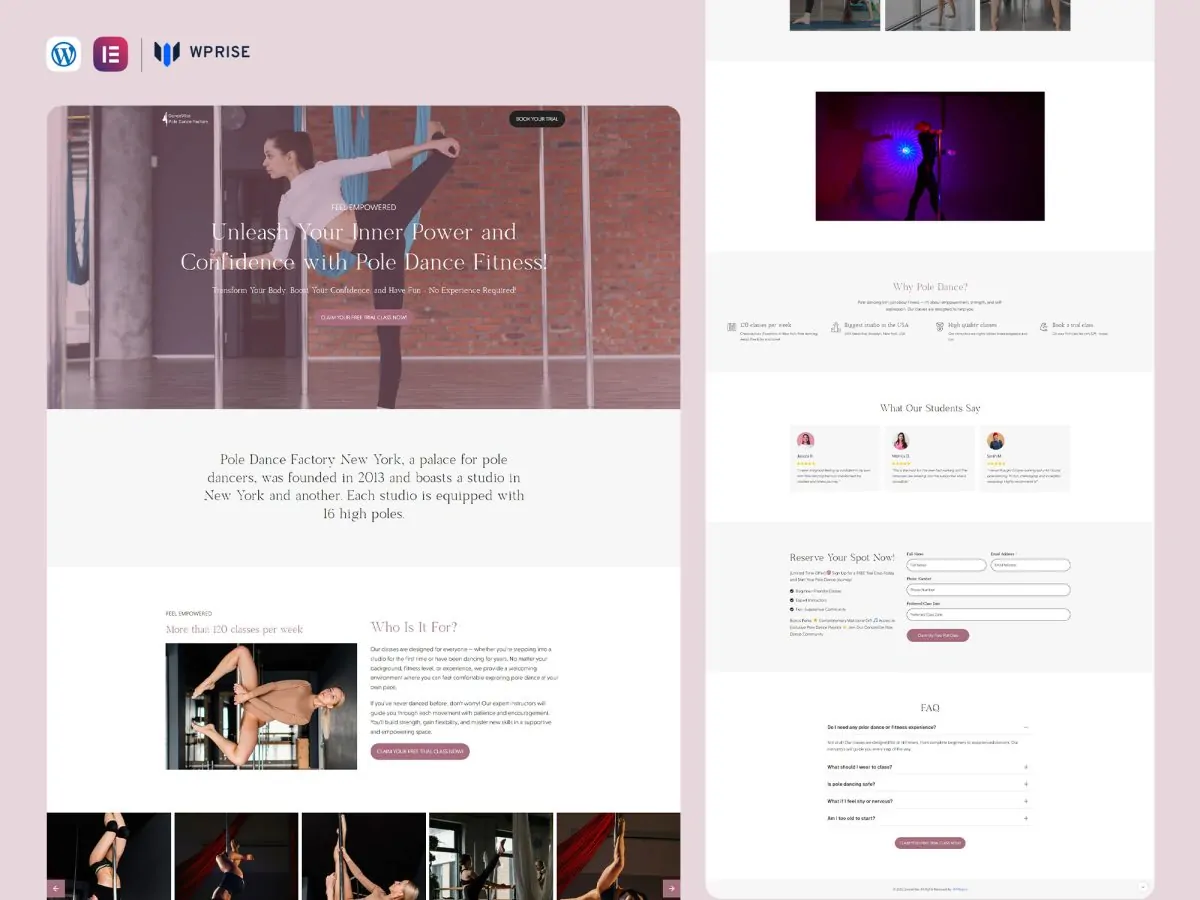 DanceVibe - Pole Dance Lead Generation Landing Page