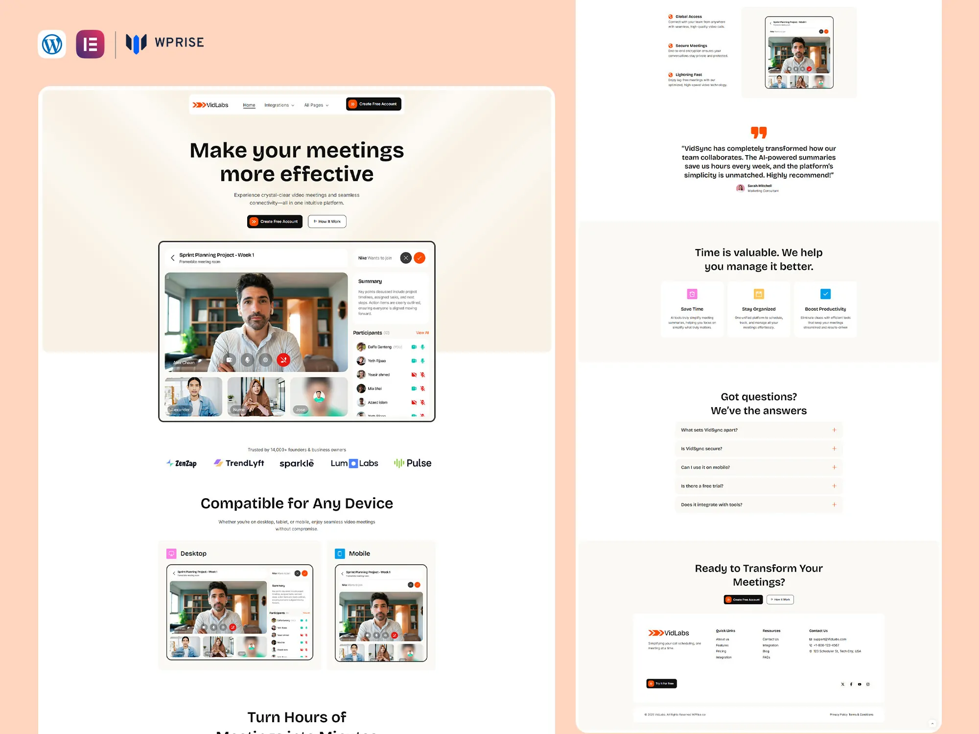 VidLabs - SaaS Marketing Website Elementor Template