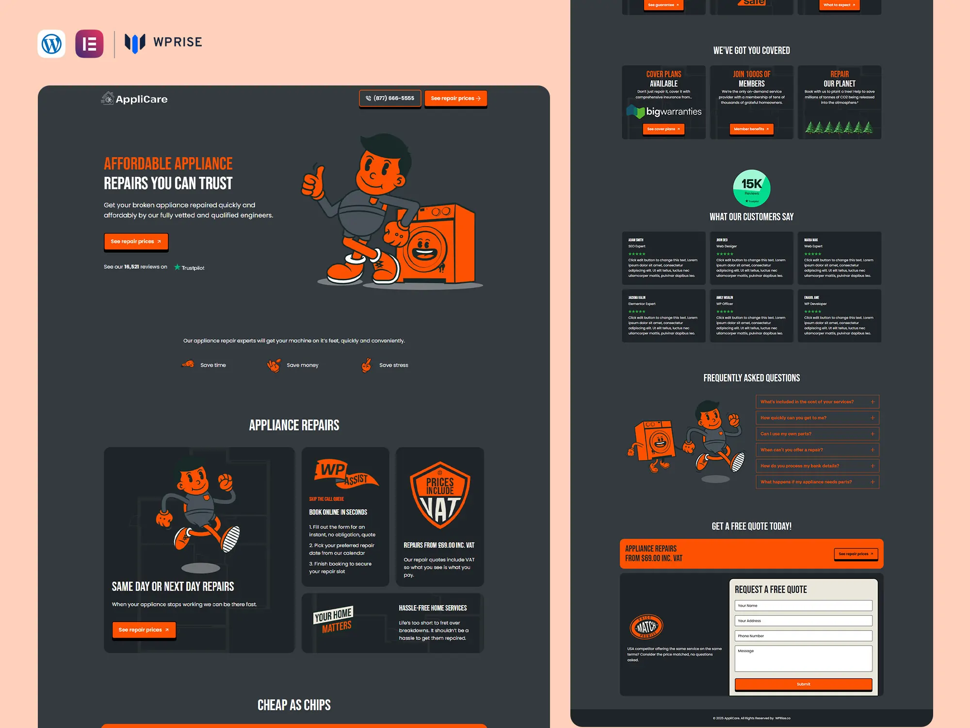 AppliCare - Home Appliance Repair Landing Page for Lead Generation