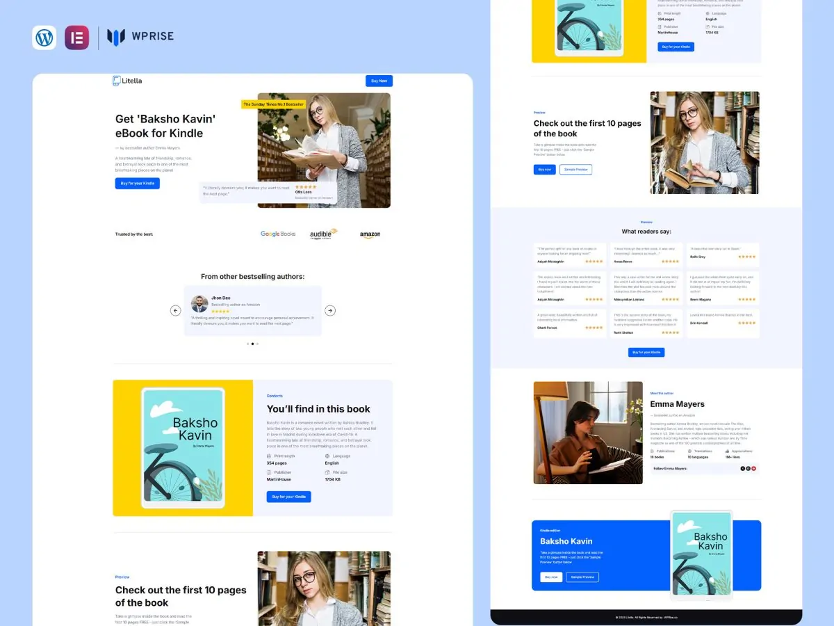 Litella - Books Author Landing Page for Lead Generation
