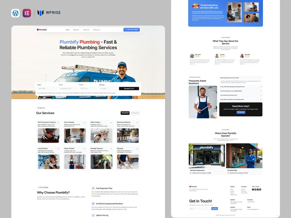 Plumbify - Reliable Plumbing Service Elementor Template