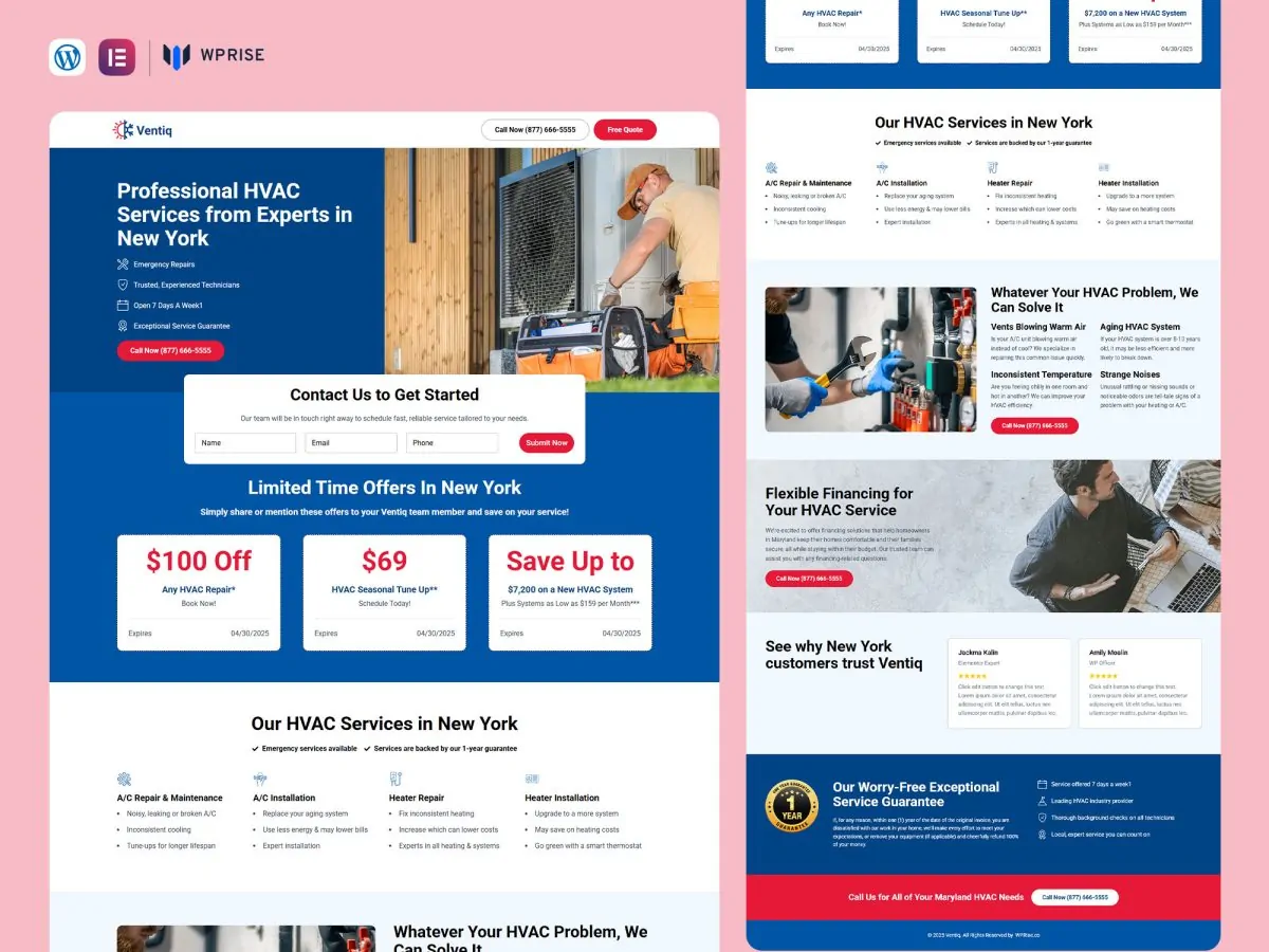 Ventiq - Professional HVAC Services Lead Generation Landing Page