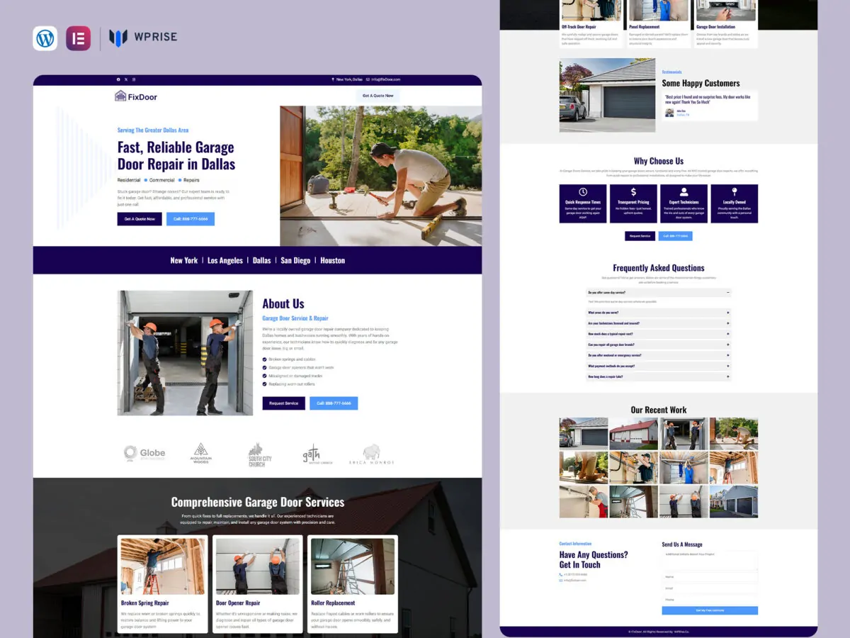 FixDoor - Garage Door Repair Landing Page for Lead Generation