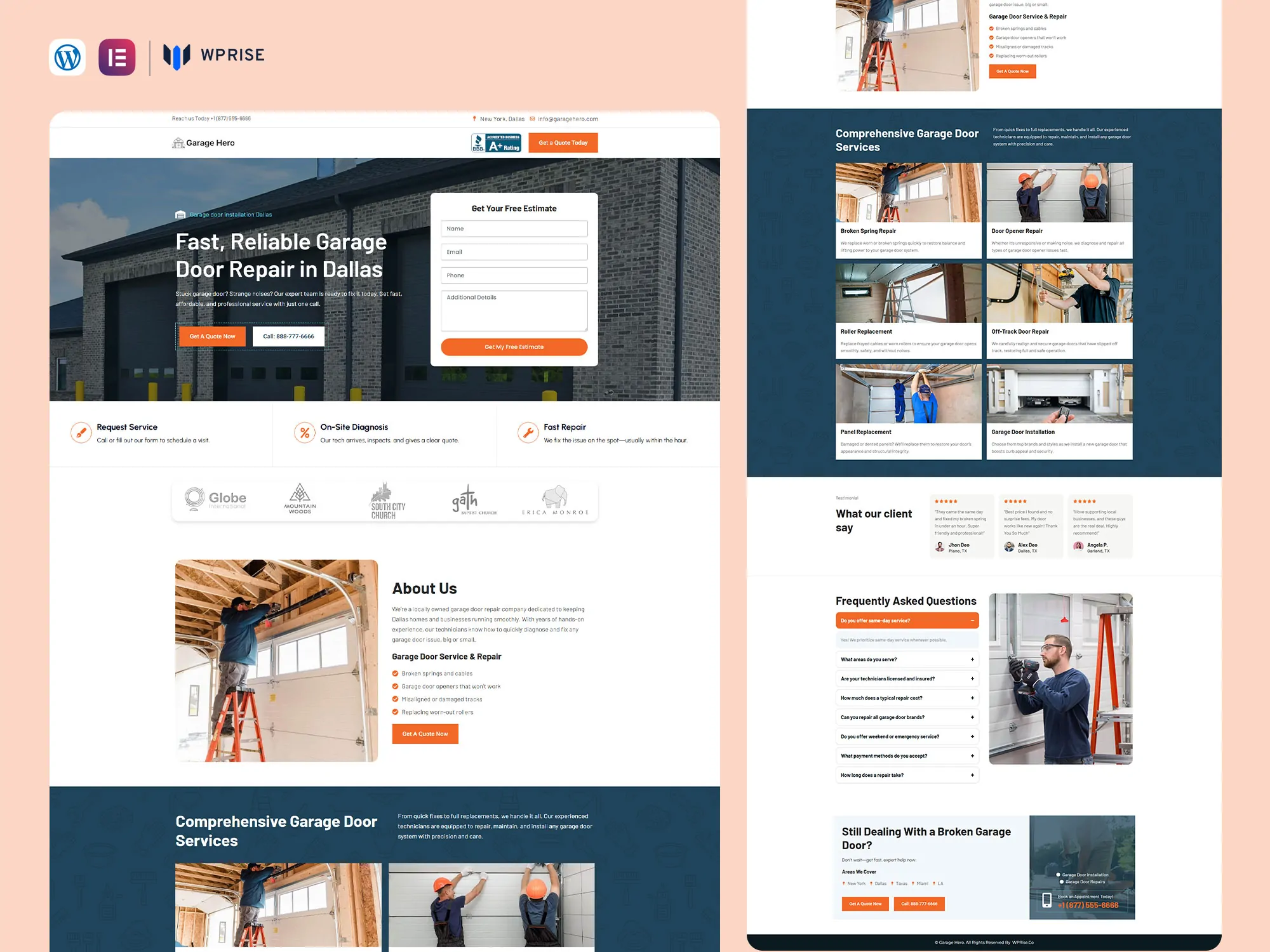 GarageHero - Garage Door Repair Services Landing Page for Lead Generation
