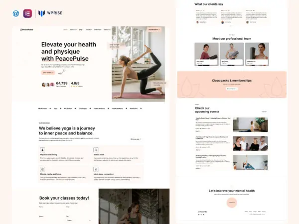 PeacePulse - Yoga and Wellness Elementor Template