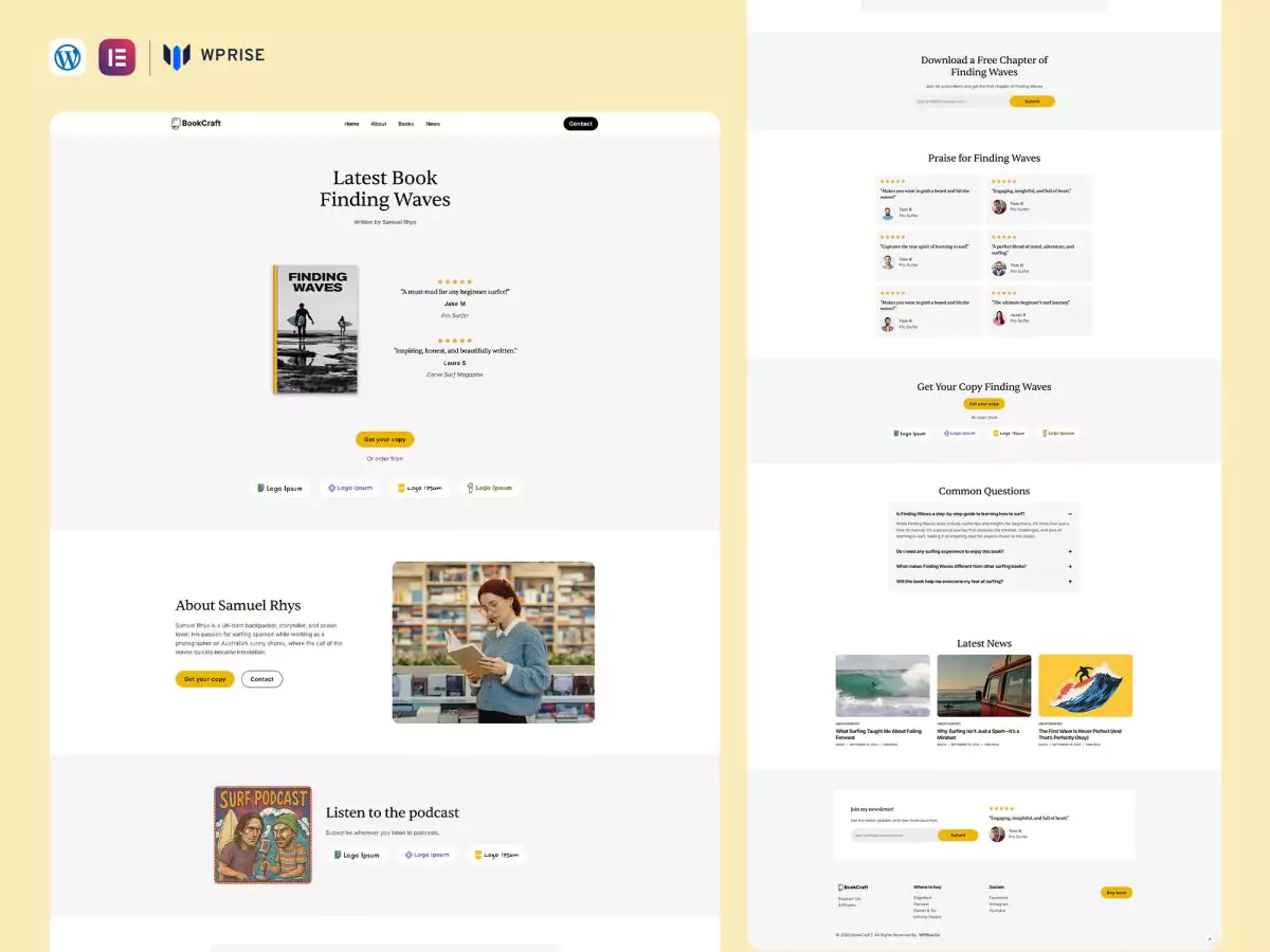 BookCraft - Author, Publisher, Book Elementor Template