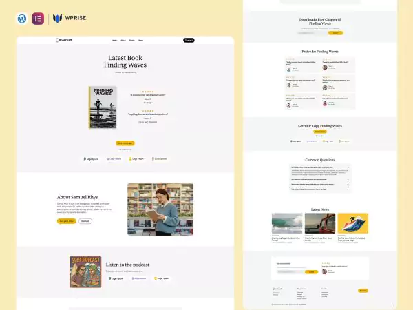 BookCraft - Author, Publisher, Book Elementor Template
