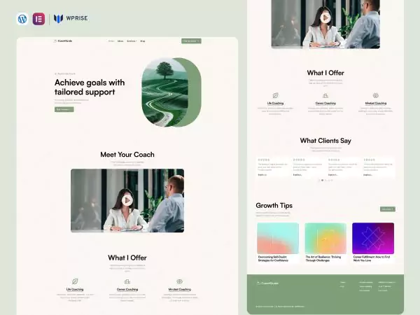 CoachGuide - Digital Life Coach Elementor Template