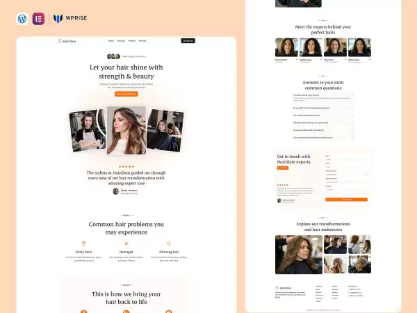 HairGlam - Hair Salon & Beauty Care Lead Generation Landing Page