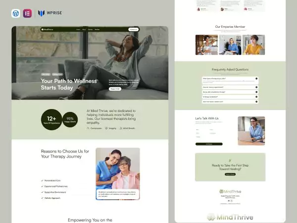 MindThrive - Mental Health & Wellness Landing Page for Lead Generation