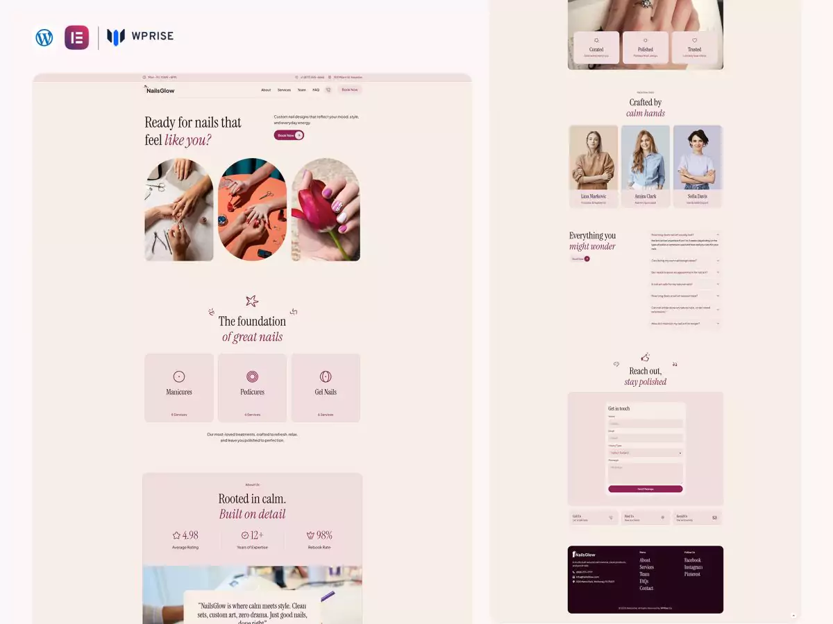 NailsGlow - Nail Salon & Beauty Care Landing Page for Lead Generation